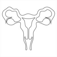 weiblich reproduktiv Gebärmutter von kontinuierlich Single Linie Kunst Zeichnung und Frau Tag einer Gliederung Vektor Kunst Illustration