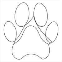 Hund oder Katze Fuß drucken Illustration kontinuierlich Single Linie Kunst Zeichnung Tier Pfote Symbol Gliederung Vektor