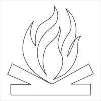 Single Linie Kunst Zeichnung Feuer Flamme Illustration von Gliederung Vektor Hand zeichnen Konzept Symbol