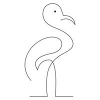 flamingo och häger kontinuerlig ett linje konst teckning hand dragen vektor illustration av stil.