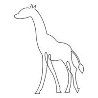giraff kontinuerlig ett linje hand teckning djur- symbol och översikt vektor konst ikon illustration