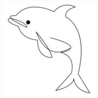 Delfin Fisch kontinuierlich einer Linie Kunst Zeichnung minimalistisch Schwimmen Hand gezeichnet Gliederung Vektor Illustration