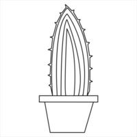 Single Linie Kunst Zeichnung kontinuierlich Hand gezeichnet Kaktus Illustration Haus Pflanze im ein Topf Gekritzel Vektor Stil