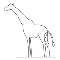 Giraffe kontinuierlich einer Linie Hand Zeichnung Tier Symbol und Gliederung Vektor Kunst Symbol Illustration