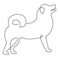 hund sällskapsdjur djur- översikt vektor illustration och kontinuerlig enda linje hand dragen skiss
