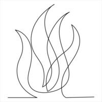 Single Linie Kunst Zeichnung Feuer Flamme Illustration von Gliederung Vektor Hand zeichnen Konzept Symbol