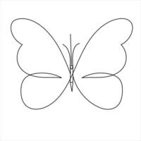 Schmetterling einer Linie Kunst Zeichnung kontinuierlich schön fliegend Gliederung Vektor Kunst Illustration Design