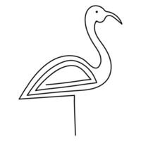 flamingo och häger kontinuerlig ett linje konst teckning hand dragen vektor illustration av stil.