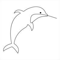 Delfin Fisch kontinuierlich einer Linie Kunst Zeichnung minimalistisch Schwimmen Hand gezeichnet Gliederung Vektor Illustration