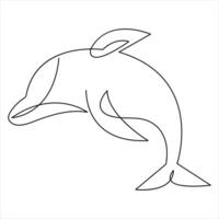 Delfin Fisch kontinuierlich einer Linie Kunst Zeichnung minimalistisch Schwimmen Hand gezeichnet Gliederung Vektor Illustration