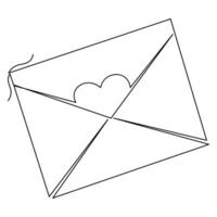 Liebe Brief Briefumschlag isoliert Symbol kontinuierlich Single Linie Kunst Zeichnung Gliederung Vektor Illustration