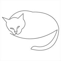 kontinuerlig ett linje katt sällskapsdjur djur- översikt konst vektor illustration och minimalistisk teckning