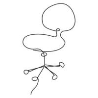 kontinuerlig enda linje hand teckning enkel modern stol ikon och översikt vektor konst illustration