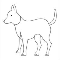 hund sällskapsdjur djur- översikt vektor illustration och kontinuerlig enda linje hand dragen skiss