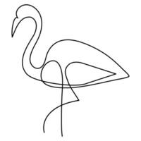 flamingo och häger kontinuerlig ett linje konst teckning hand dragen vektor illustration av stil.