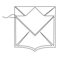 kontinuierlich einer Linie Kunst Zeichnung Brief Briefumschlag mit Liebe Feier Gliederung Vektor Illustration