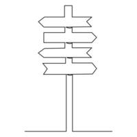 väg riktning kontinuerlig ett linje teckning av vägvisare pilar till de vänster och rätt översikt vektor illustration