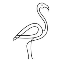 flamingo och häger kontinuerlig ett linje konst teckning hand dragen vektor illustration av stil.