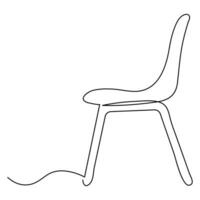 kontinuerlig enda linje hand teckning enkel modern stol ikon och översikt vektor konst illustration