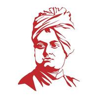 Swami vivekananda Gliederung Zeichnung Illustration und National Jugend Tag Vektor Design.