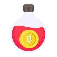 ett ikon design av bitcoin flaska vektor