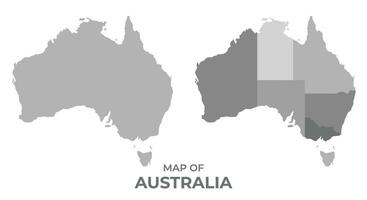 Graustufen Vektor Karte von Australien mit Regionen und einfach eben Illustration