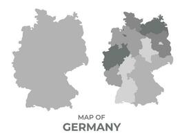 gråskale vektor Karta av Tyskland med regioner och enkel platt illustration