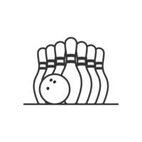 Bowling-Kugel mit Bowling-Pins Cartoon-Vektor-Symbol-Illustration. Sportobjekt-Icon-Konzept isolierter Premium-Vektor. flacher Cartoon-Stil vektor