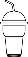 disponibel plast kaffe eller te kopp eller glas med sugrör ikon vektor. kall dryck glas i linje stil. vektor