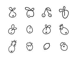 Vektor Illustration von Früchte, exotisch Früchte, Vegetarier minimal dünn Linie Netz Symbol Satz.