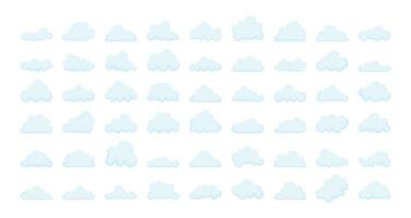 einstellen von Wolken Silhouetten. abstrakt Weiß wolkig Satz. Vektor Lager Illustration