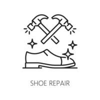 Schuh Reparatur Ausrüstung dünn Linie Symbol Hotel Bedienung vektor