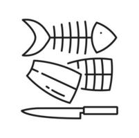 rå fisk bearbetning, skärande och filetering vektor
