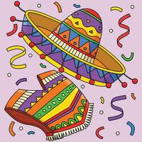 cinco de Mayo Sombrero und Poncho farbig Karikatur vektor