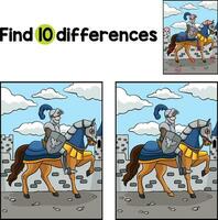 Ritter auf ein Pferd finden das Unterschiede vektor
