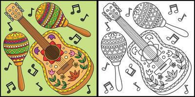 cinco de mayo gitarr och maracas illustration vektor