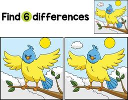 fågel djur- hitta de skillnader vektor