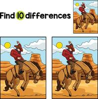 cowboy häst rodeo hitta de skillnader vektor