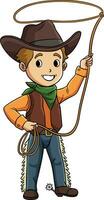 Cowboy mit ein Seil Karikatur farbig Clip Art vektor