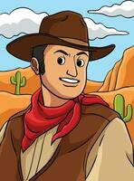 Cowboy im das Wüste farbig Karikatur Illustration vektor