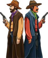 Cowboy Duell Karikatur farbig Clip Art Illustration vektor