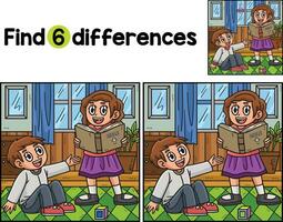 kristen barn med bibel hitta de skillnader vektor