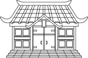 ninja hus isolerat färg sida för barn vektor