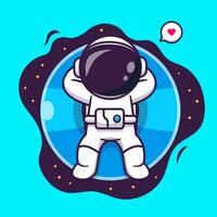 süß Astronaut schwebend mit Ballon Karikatur Vektor Symbol Illustration Wissenschaft Urlaub Symbol Konzept isoliert Prämie Vektor. eben Karikatur Stil