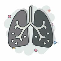 Symbol Akutes Lungenversagen. verbunden zu Atemwege Therapie Symbol. Comic Stil. einfach Design editierbar. einfach Illustration vektor