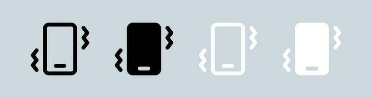 Shake Telefon Symbol einstellen im schwarz und Weiß. Smartphone Zeichen Vektor Illustration.