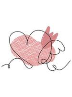 en teckning av en hjärta med en linje teckning av en katt vektor