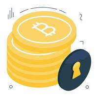 en unik design ikon av bitcoin säkerhet vektor