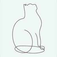 kontinuierlich Linie Hand Zeichnung Vektor Illustration Katze Kunst