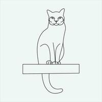 ett linje hand dragen katt översikt vektor illustration